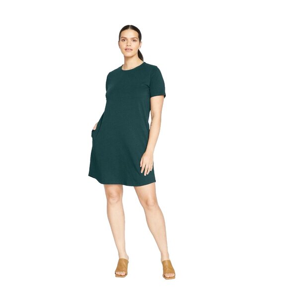 Universal Standard Halie T-shirt Dress Size Small 14/16 Deep Sea Minimal Comfy - Picture 1 of 11
